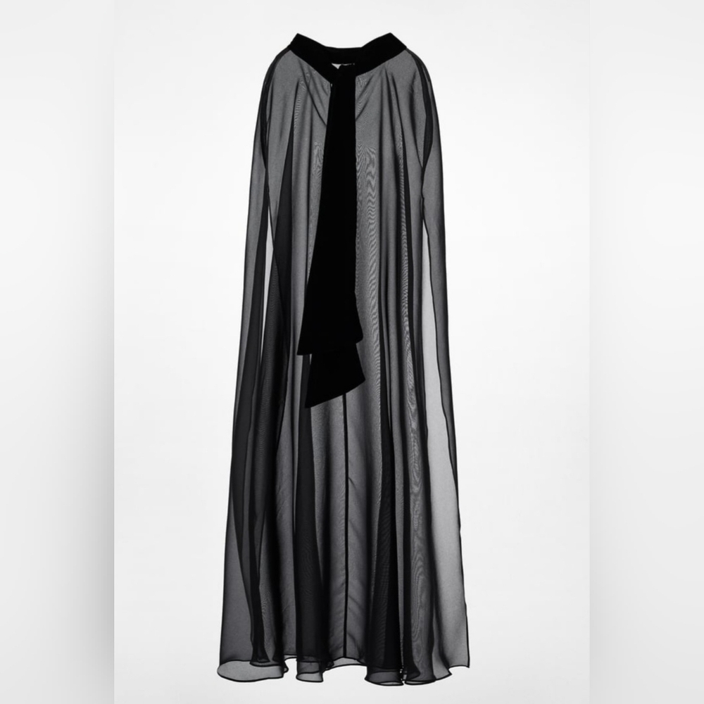 Velvet Tie Chiffon Cape